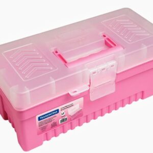Caixa Plástica Rosa Com Bandeja Removível 13" Tramontina